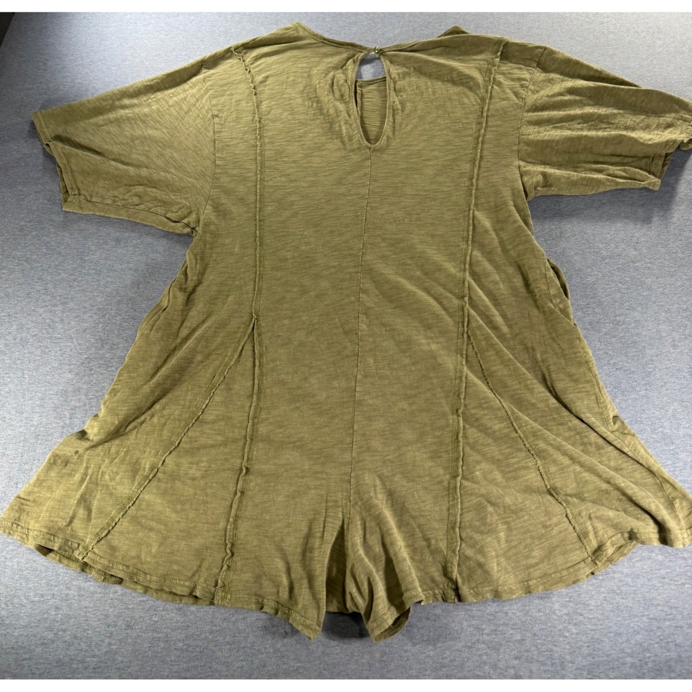 New Me Women Olive Green Cotton Slub Knit Short Sleeve Romper NP70727 Large - Picture 2 of 7